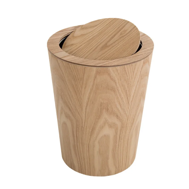 Fashion Nordic Bamboo Wood Mordern Trash Bin Living Room Bedroom Office Bathroom Trash Can Wood