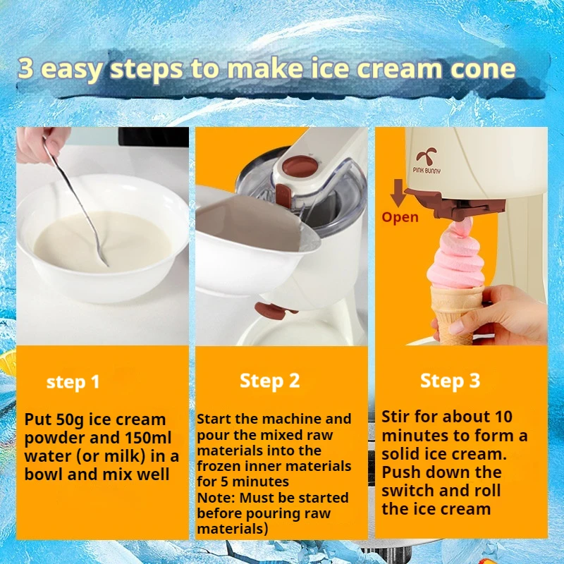 Automatic Household Electric Soft Ice Cream Maker for Kitchen Use