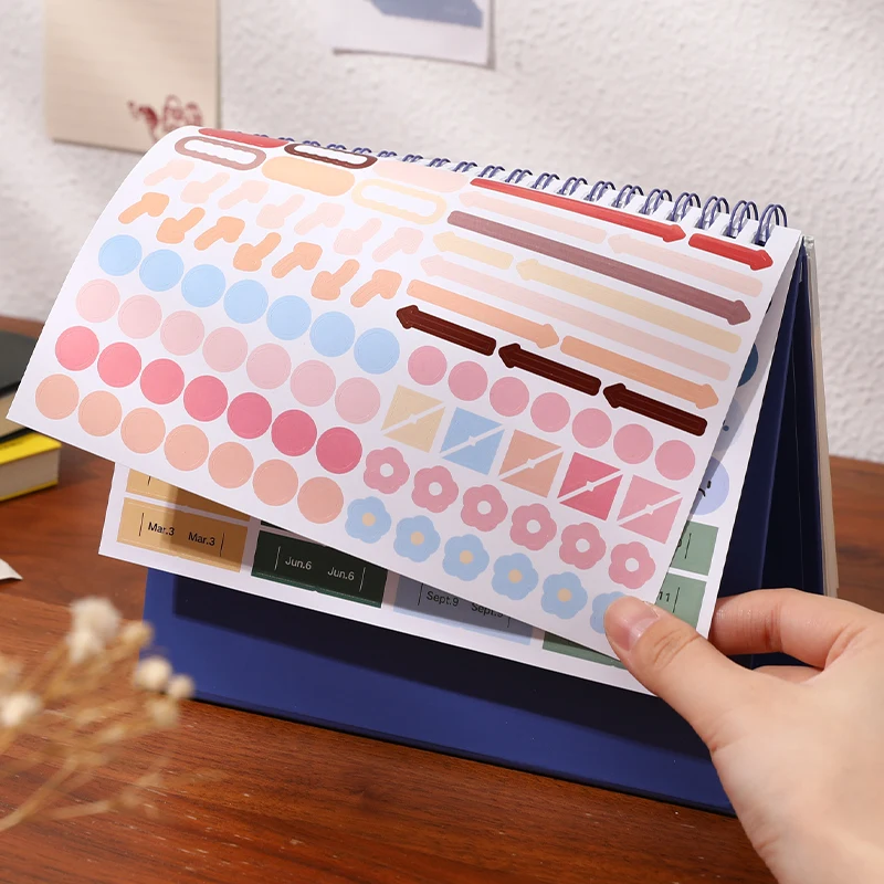 SIMNO 2025 Desk Calendar Sep. 2024 - Dec. 2025 Standing Calendar 16 Months Agenda Planner Coil Binding Calendar with Sticker