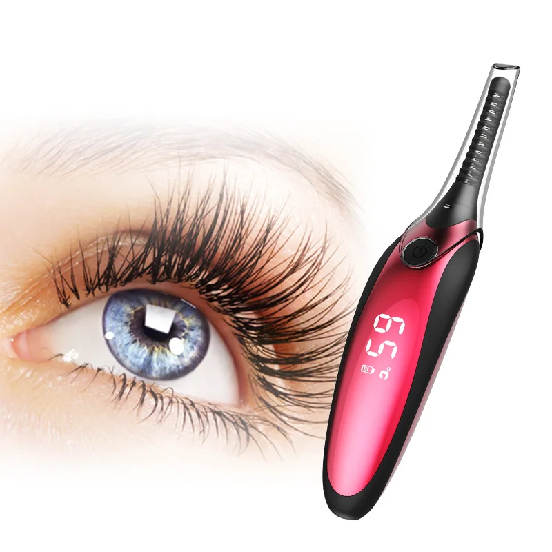 Cheap Free Shipping Eyelash Small Mini Custom Portable Pink Black Electric Hot Heat Heated Eye Eyelash Lash Curler With Comb