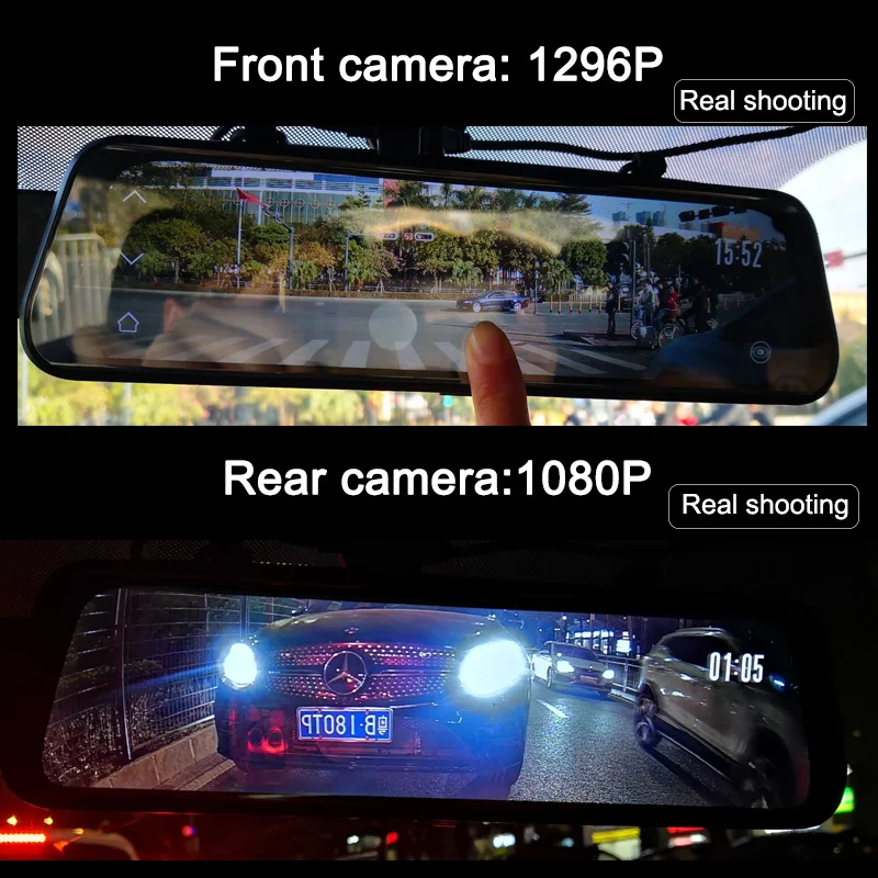 10 Inch RearView Mirror Car black box Dvr Camera Dashcam FHD Dual 1080P Lens Driving Video Recorder Dash Cam