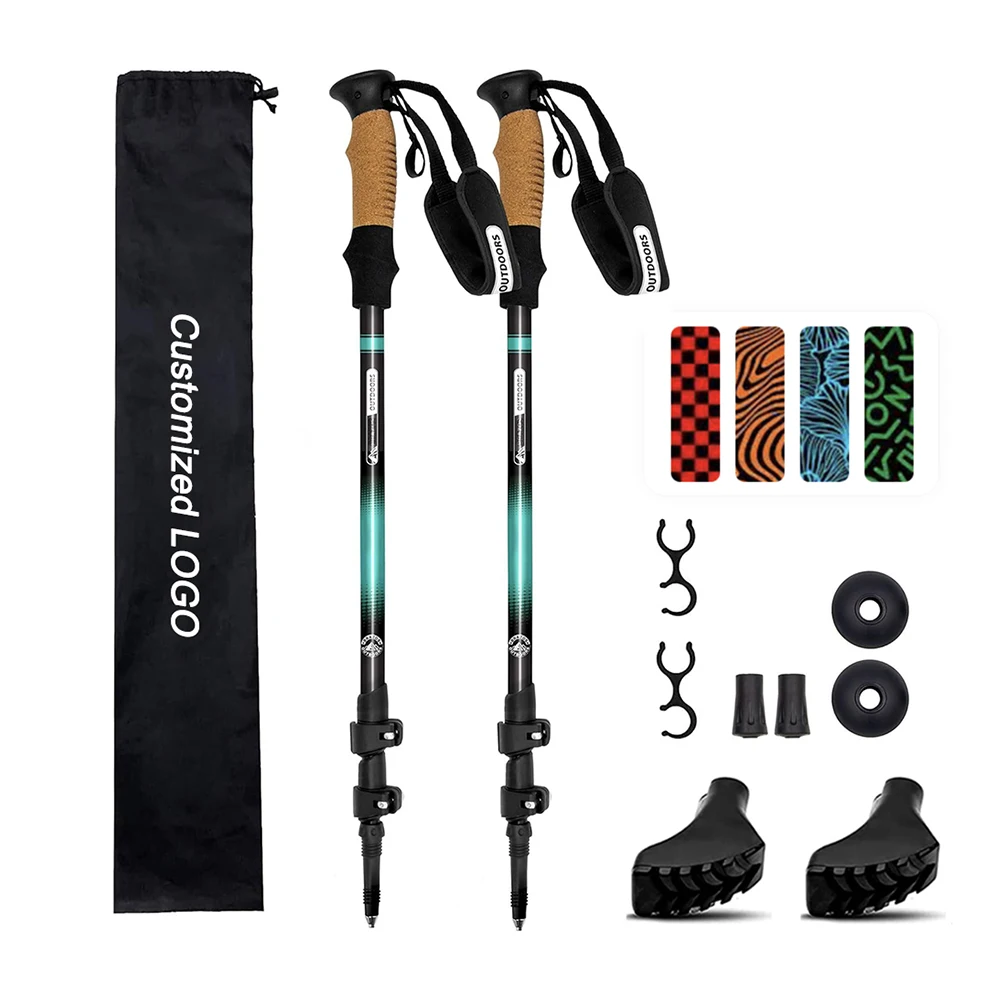 Hot Sale Adjustable Aluminum Climbing Cane Trek pole Folding Trekking Hiking Poles 1pcs Foldable Walking Stick