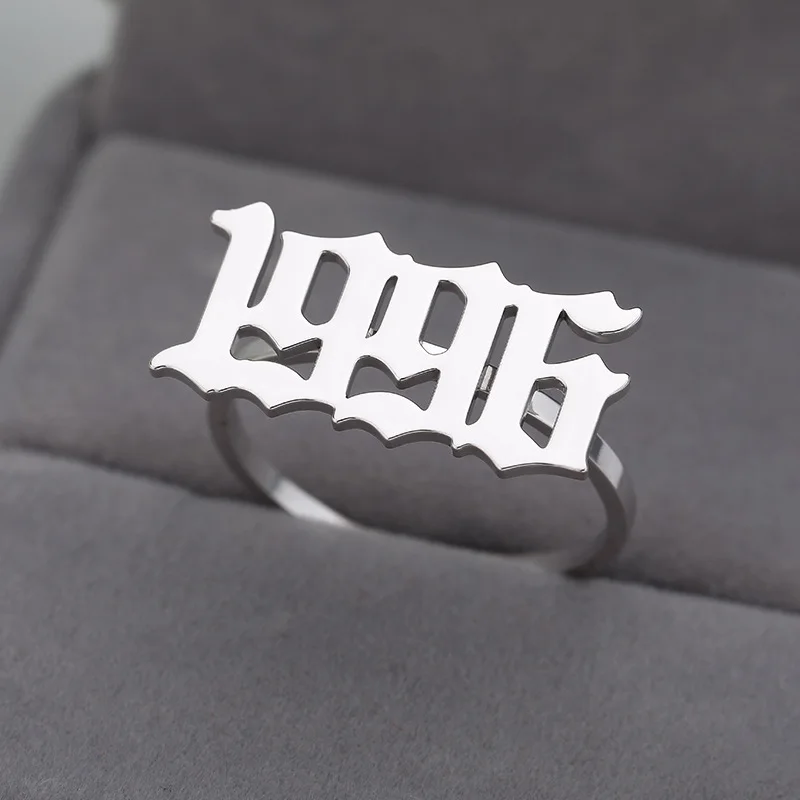 Non tarnish Stainless Steel 18k Gold Plated 1985-2012 Birth Year Open Adjustable Finger Rings Jewelry