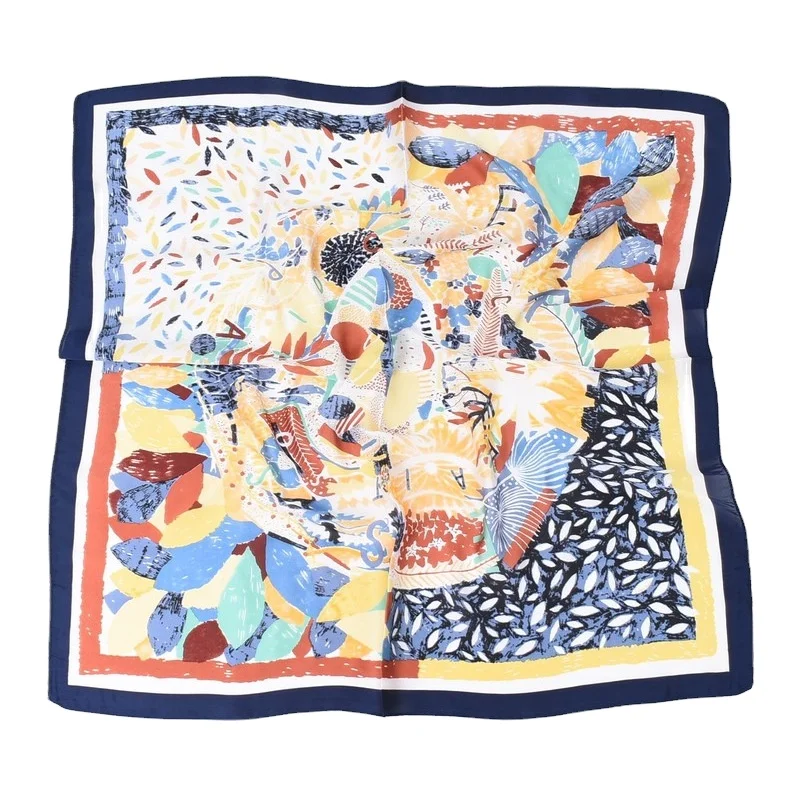 Fashion 27inches Ladies Floral Print Satin Bandana Silk Scarfs