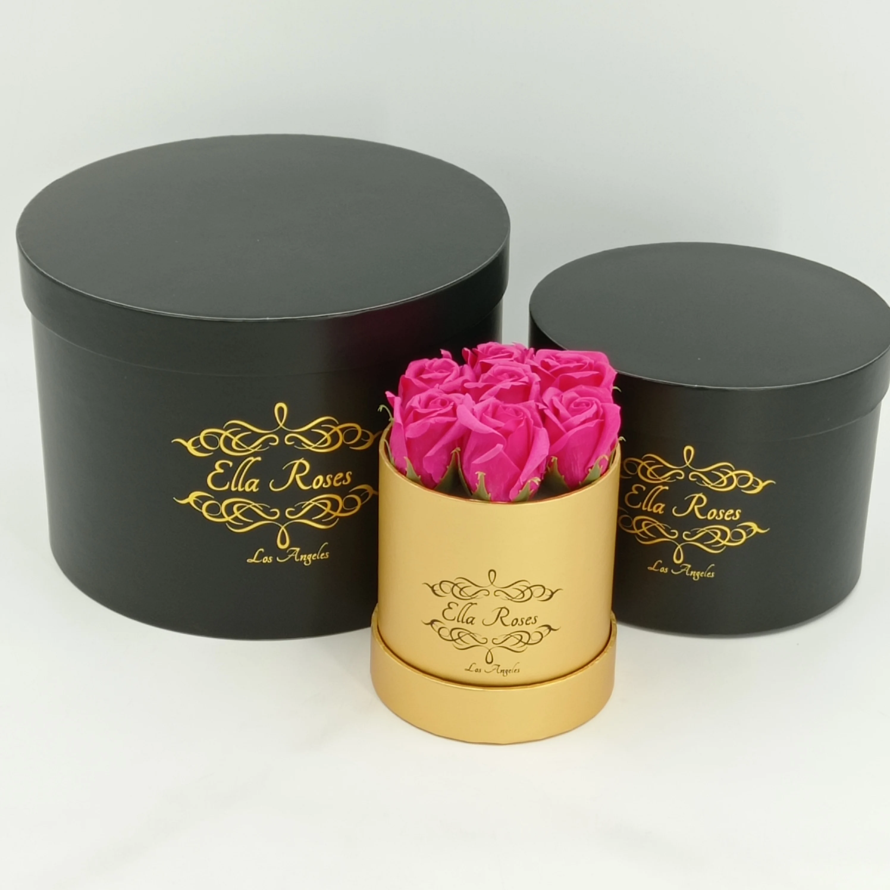 Custom logo paper gift round box Dad Mum flower florist box packaging ,cajas para flores