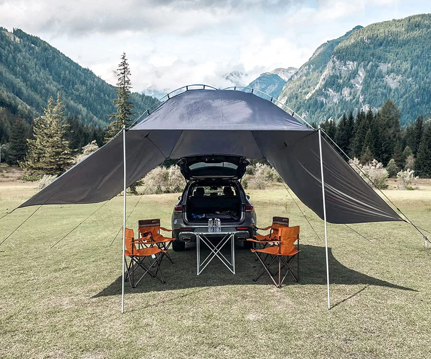 Portable Outdoor Parking Umbrella Roof Cover Trunk Tailgate Car Cover  Sun Shade Tent for Camping