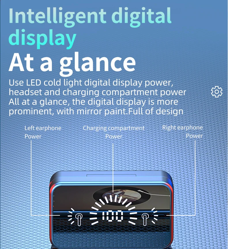 Наушники-вкладыши HD Mirror S20 TWS Беспроводные водонепроницаемые Игровые наушники с супербасами Led-дисплей Звук Hi-Fi