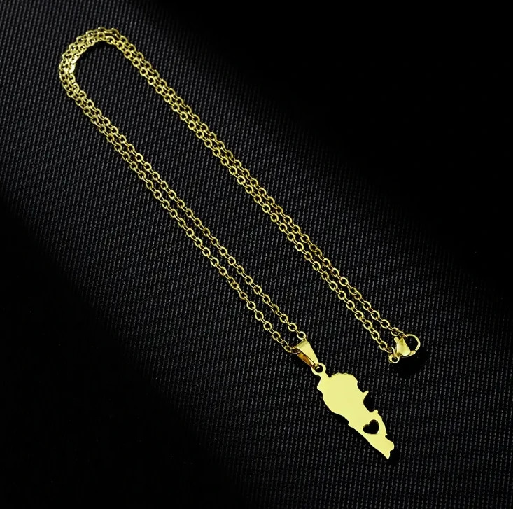 2024 Hot Sale Promotion High Quality Gold Silver Zinc Alloy Lebanon Map Necklace With Chain