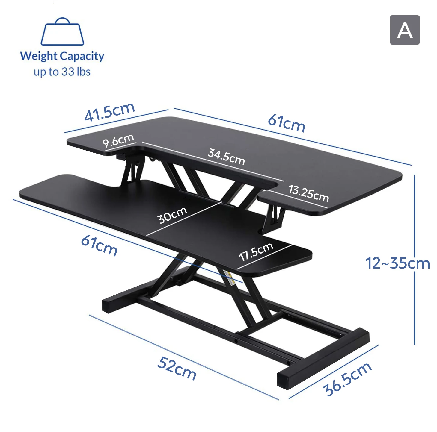 Ergonomic Portable Adjustable Height Standing Desk Converter for Home Office