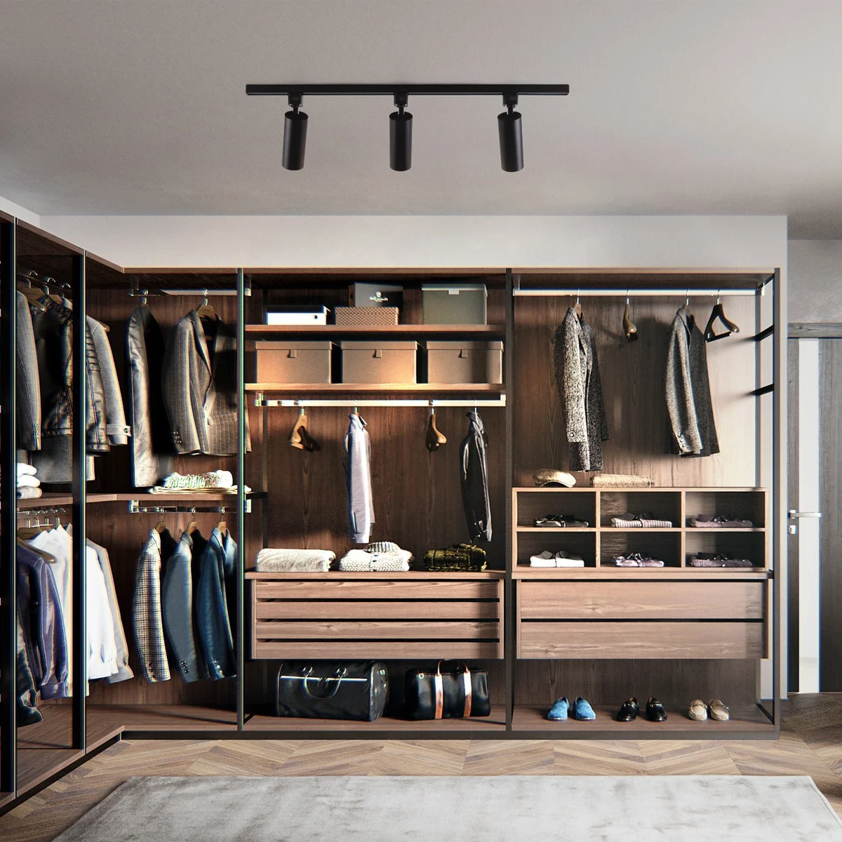 Track Mounted ETL Certification 16.5W Dimmable LED Track Lighting COB Fixture Black White 3 Wires Track 3000K 4000K