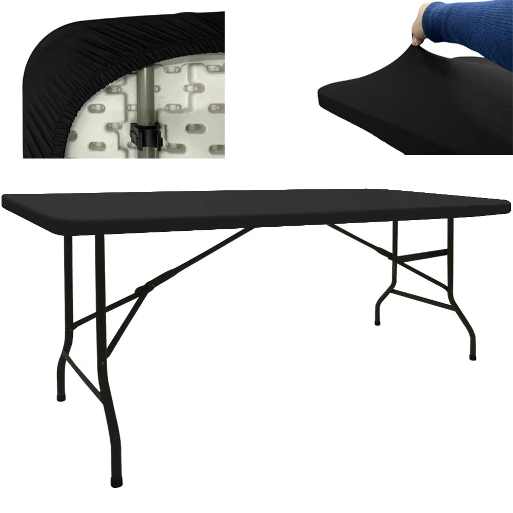 Stretch Fabric Table Top Cover Fitted Covers for Feet Washable Elastic Rectangle Cloth Home Party Banquet Picnic Wedding