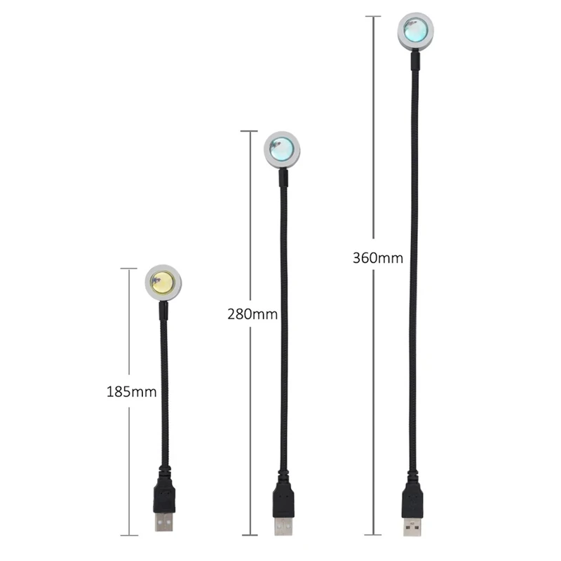 Atmosphere Light Sunset Rainbow Brightness Projector Glow Of Sunset USB Colorful 360 Degree Rotation Portable Sunset Lights