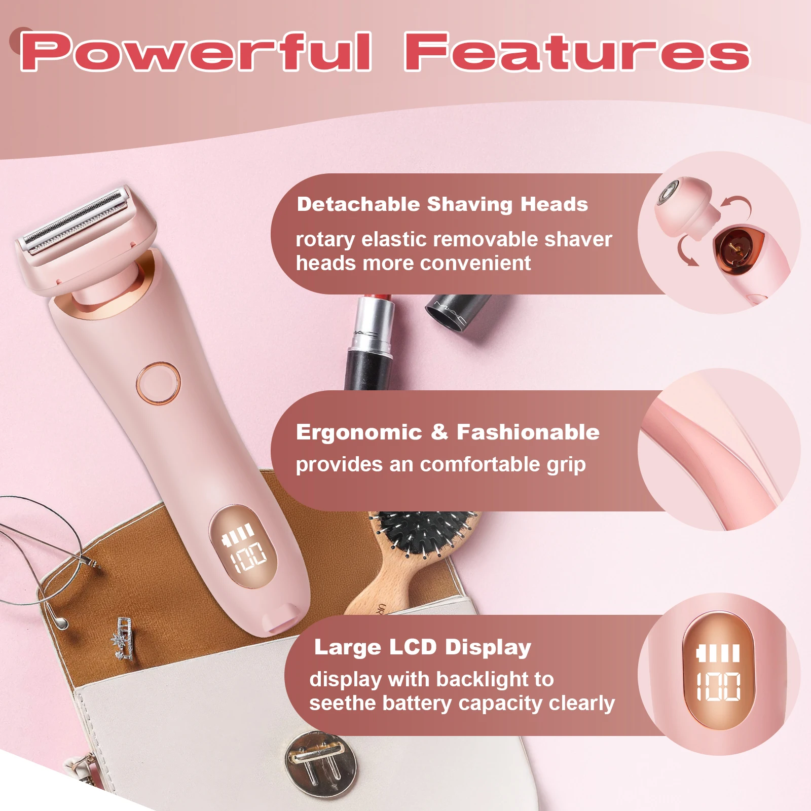 Ask for Discount 2 in 1 Wet Dry Electric Waterproof Razor Hair Removal Lady Shaver Trimmer for Bikini Leg Arm Underarm Area