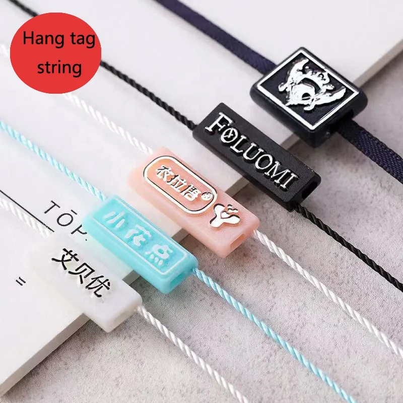 Custom Brand Name Gold Foil Embossed Logo  Seal String  Plastic tag