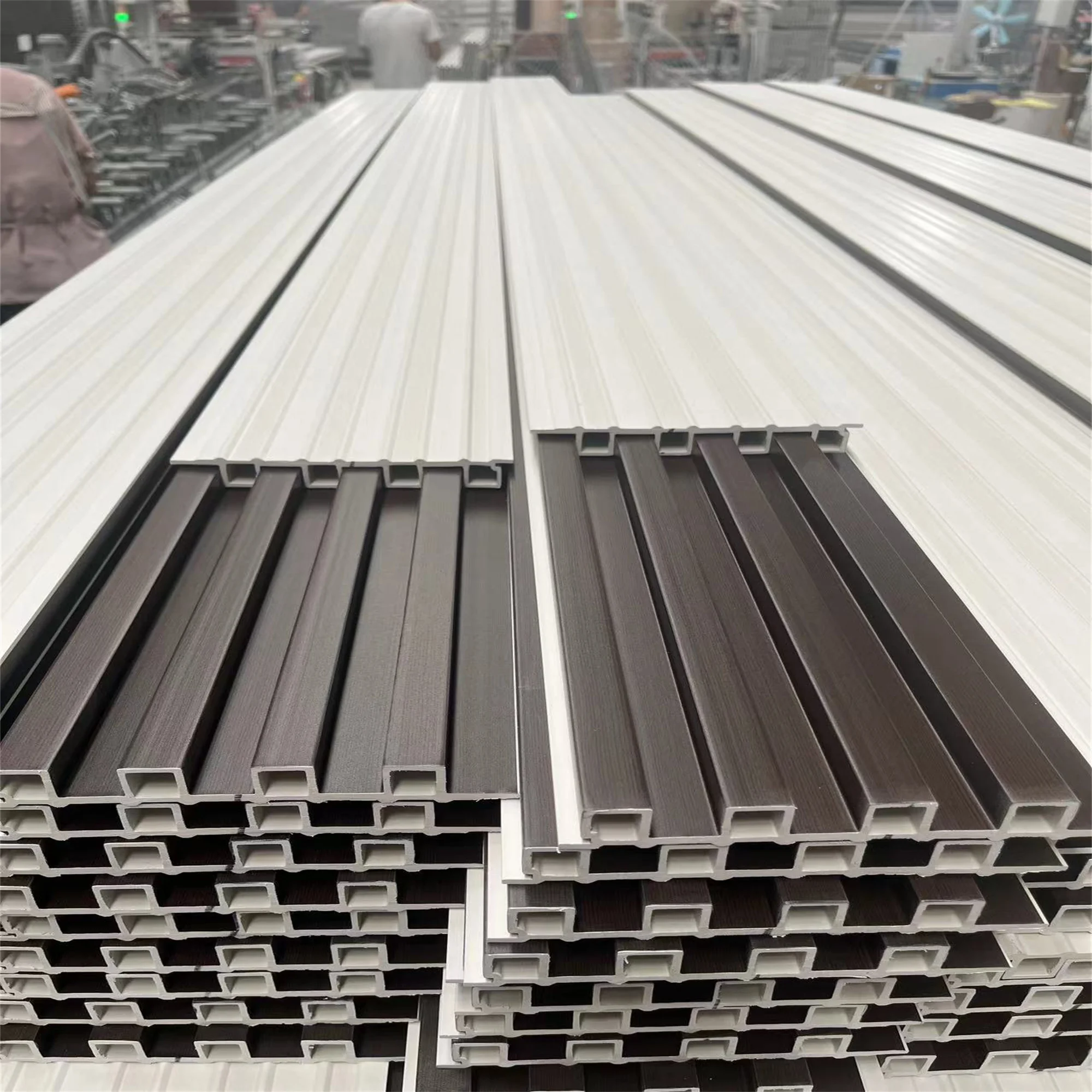 Lamina Wpc Panneau Mural Cannele Pvc LAMBRI Paneles Ranurados Slat Wpc Fluted Wall Panel  Interior