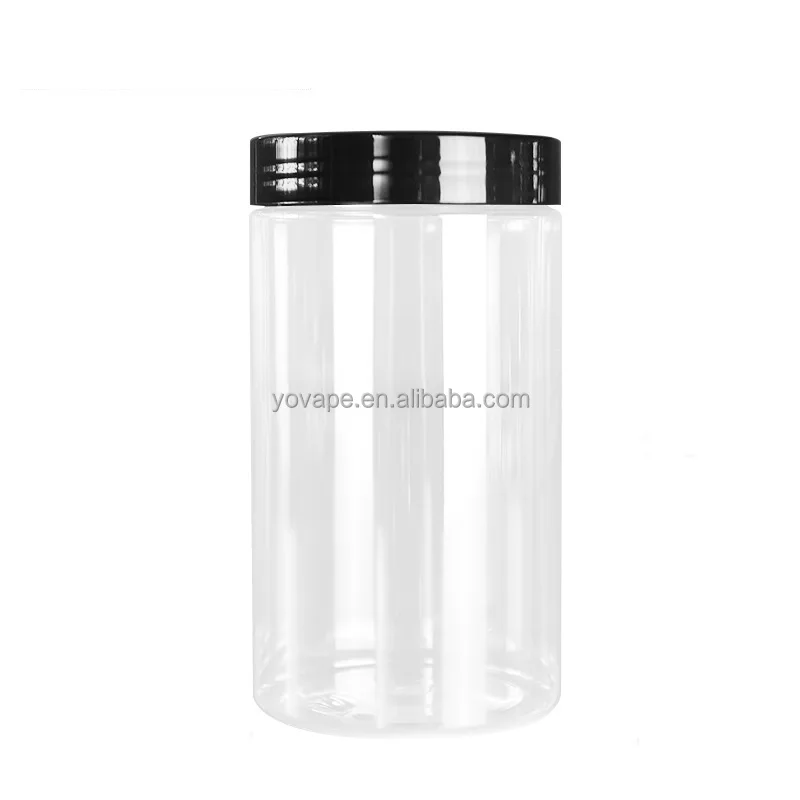 Transparent wide mouth baby food grade 400g 500g 600ml 750 ml 800ml 1000ml 20 Oz 500ml plastic PET clear jar with black lid