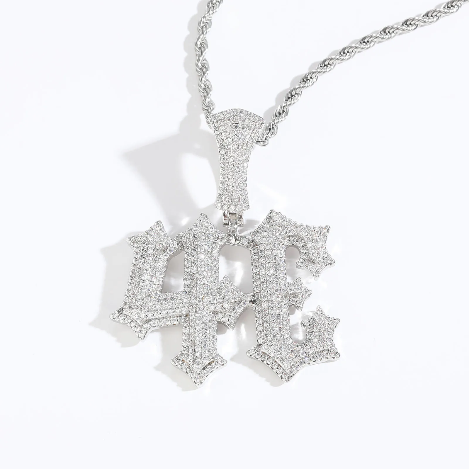 Wholesale hip-hop DIY custom burr lettering pendant necklace 925 sterling silver Moissanite Diamond with GRA certificate