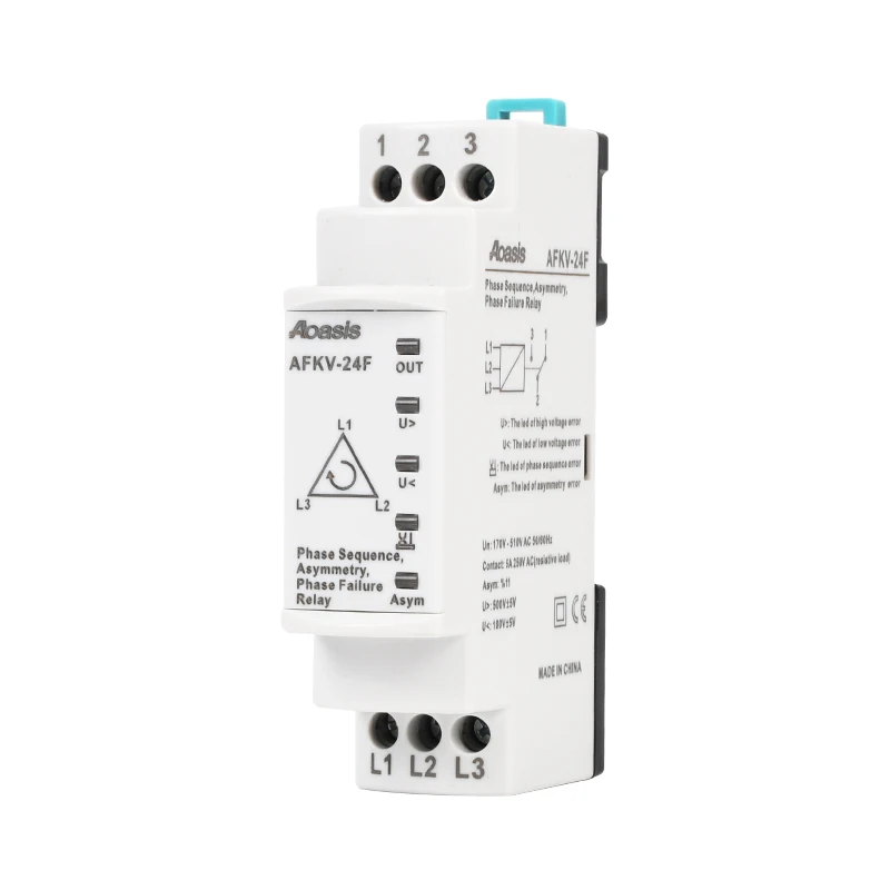 Aoasis AFKV24F 380V 3 обрыва фазы реле последовательности фаз измерение напряжения тока автомат защити