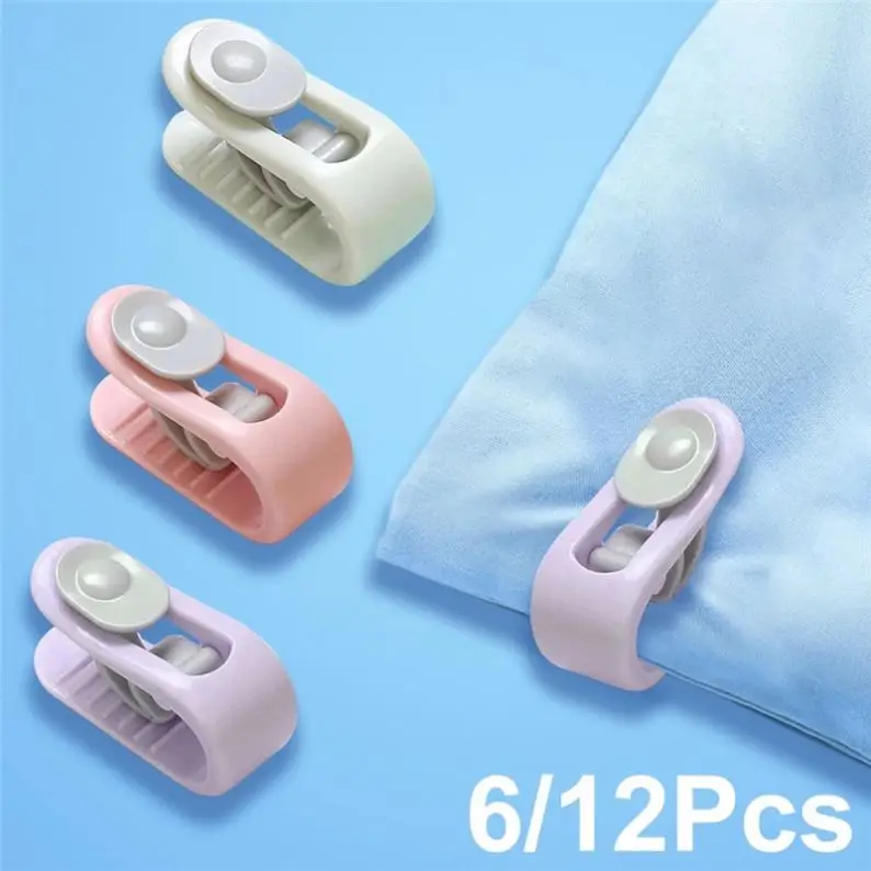 6Pcs Portable Anti-Skid Bed Sheet Carpet Quilt Cover Corner Clip Duvet Cover Clamp Needle-Free Mattress Fastener Buckle Holder