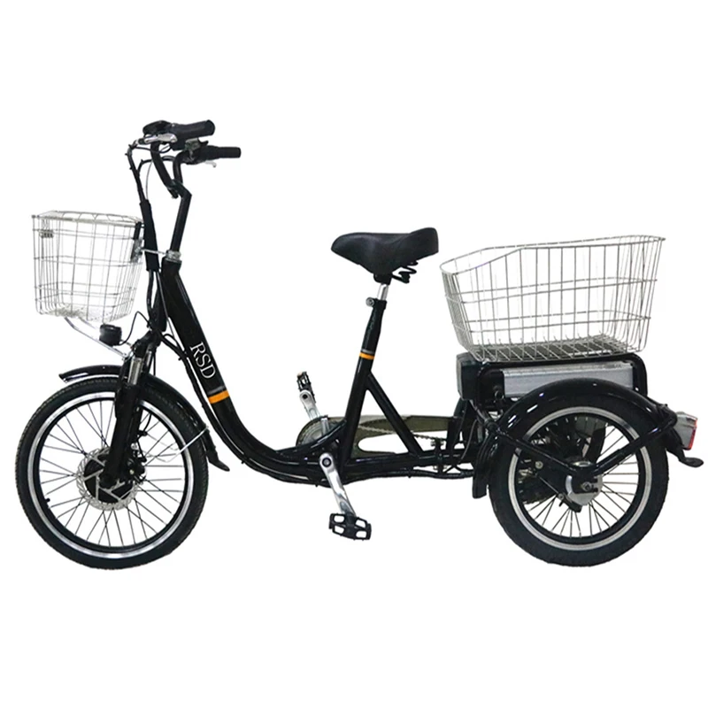 Hot selling aluminum frame electric cargo tricycles trikes 3 three wheeler bikes bicycles for shopping