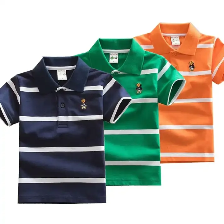 Wholesale T-shirt for Kids boys Girls T Shirts Polo Shirt Stripe Cotton Children  Tshirt Kids  Short Sleeve shirts