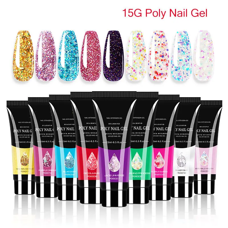 New 15ml Nail Polish UV Gel Extension Gel Finger Quick Building Extensions Acrylic Poly Nail Acrylic Extension Solid Builder