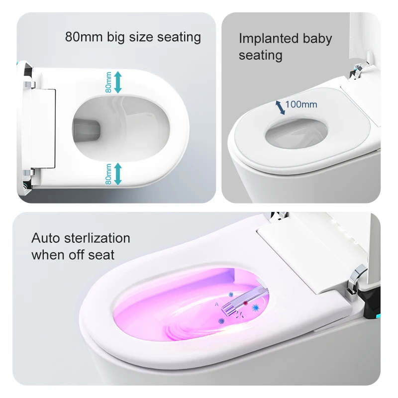 Modern One Piece Siphonic Flushing Smart Toilet Bidet wc Intelligent with LED night light For Home Hotel