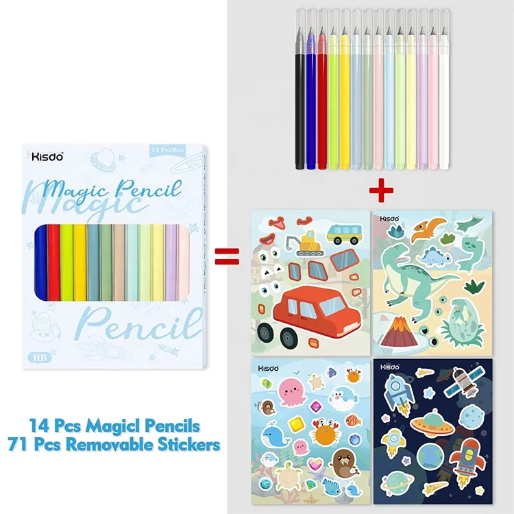 In Stock Unlimited Writing Eternal Pencil 14 Pack No Ink Technology Magic Pencils for Writing Painting Tool Kids With Sticker