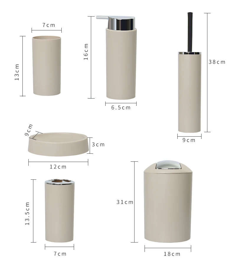 
Factory Price Eco-friendly Houseware Black Plastic Bathroom Accessories Set 