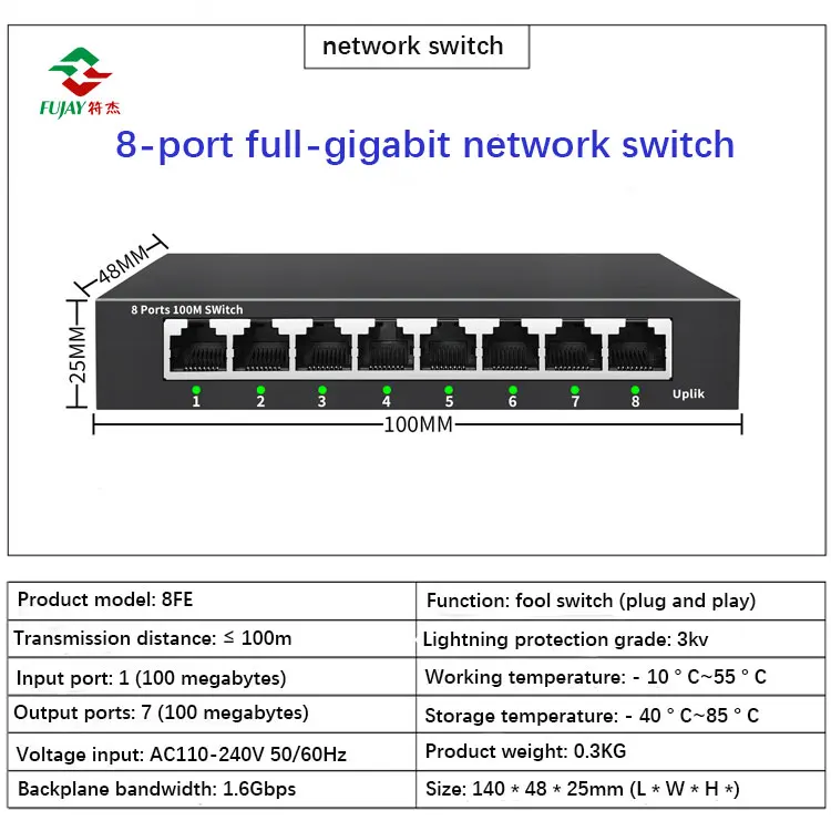Extremely Fast Network Connection 8-port Industrial Non Managed Gigabit Switch Industrial Ethernet
