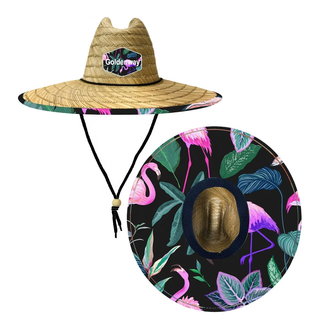 Flamingo Pattern design sun production women lifeguard chinese straw hats