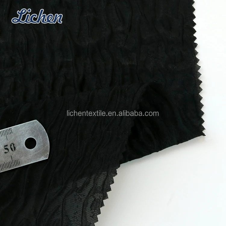 Black Organza Shrink-Resistant suit 60%Polyester 40%Nylon Jacquard embroidery Fabric