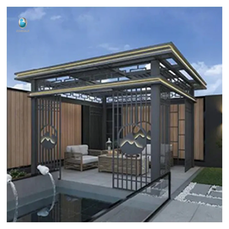 Classical Elegance Custom Pavillon Outdoor Courtyard Garden Customized Aluminum Pergola