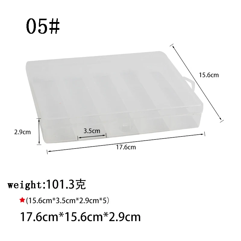 Customizable Fishing Tackle Box 6 Compartments Bait Lure Hook Storage Accessories Plastic Case Transparent