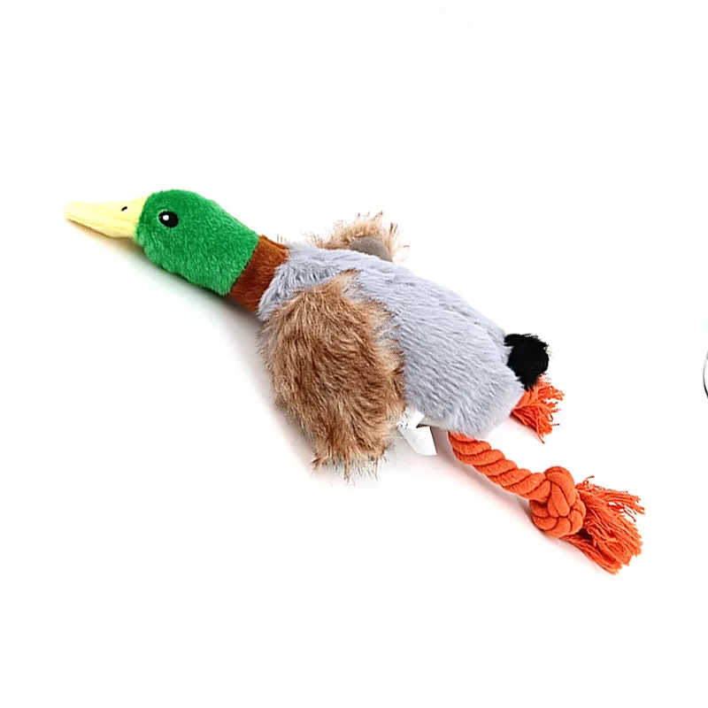 Cute Plush Duck Sound Toy Stuffed Squeaky Animal Squeak Pet Dog Toy Cleaning Tooth Dog Chew Rope Toys