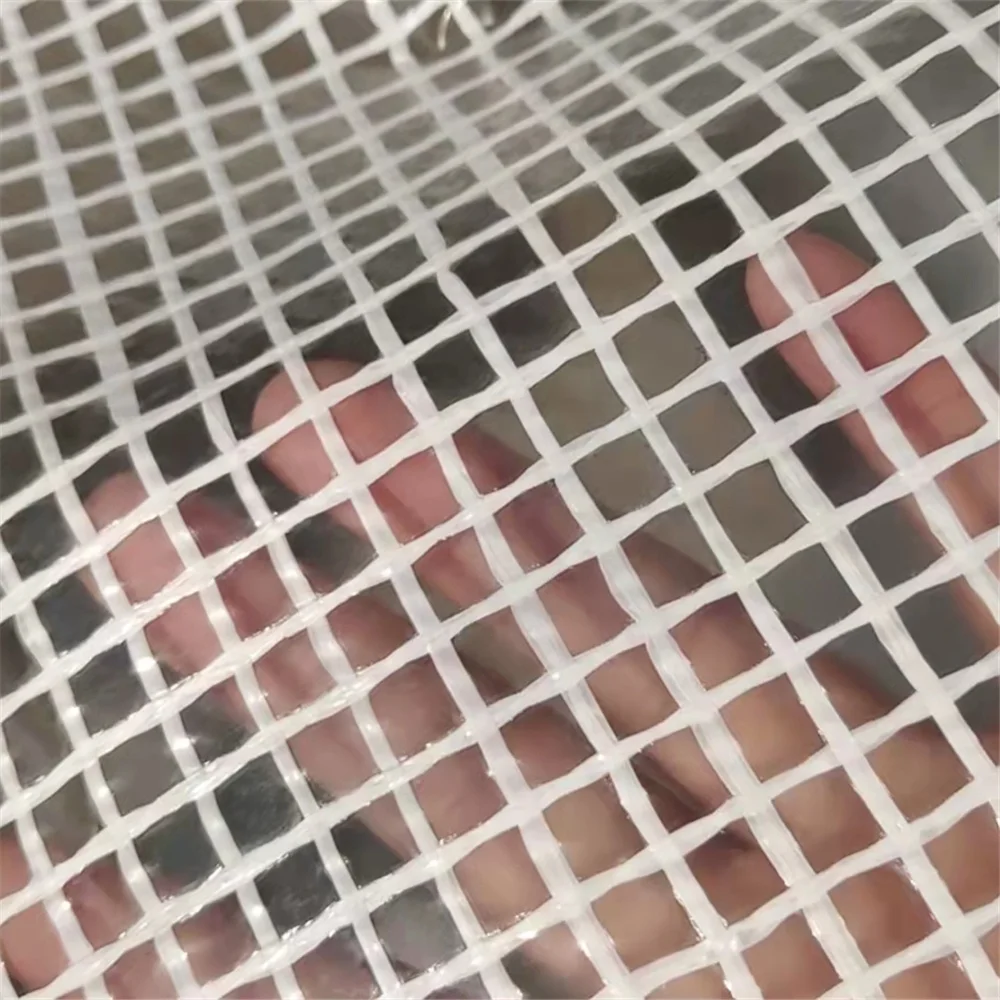Clear PE Leno Mesh Tarpaulin Transparent Greenhouse Tent Sheet Plastic Fire Retardant PE Grid Fabric Mesh Leno Tarpaulin