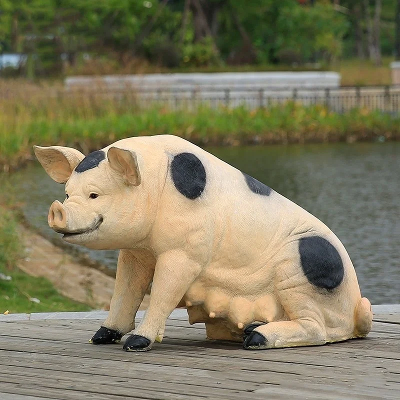 Customize Pig Fiberglass Statue Sculpture Outdoor Life Size Fiberglass Wild Boar Animal Sculpture for Outdoor Garden Decoration