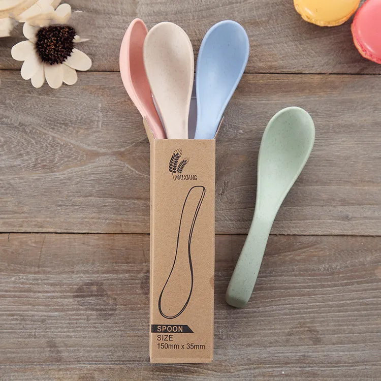 
Food grade biodegradable wheat straw health spoon Environmental straw spoon 4pcs 