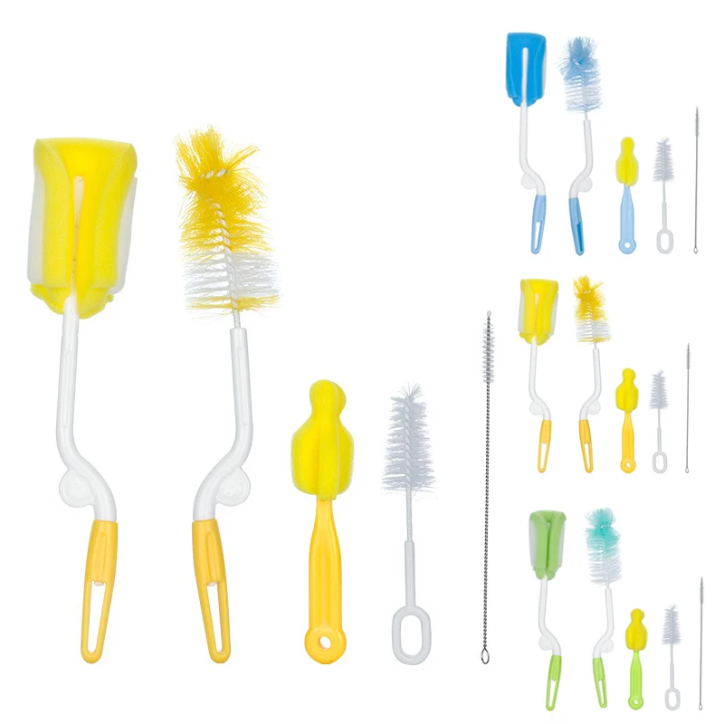 Baby Bottle Brush Set Baby Nipple 360-degree Rotating Clean Sponge Spout Cup Brush Kit Bottle Clean Tool For Baby Gifts