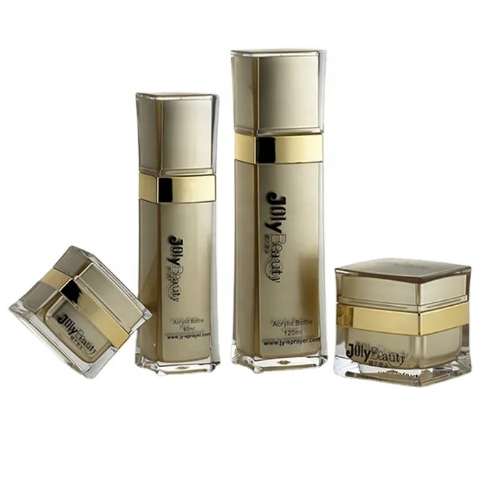 Acrylic cosmetic products pump airless bottles and cap pp inner plastic cosmetoc jars