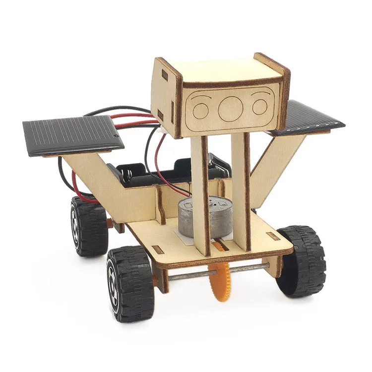 assembled solar sports car toy Stem  toys educational solar wooden electric panel system mini car solar powered car toy