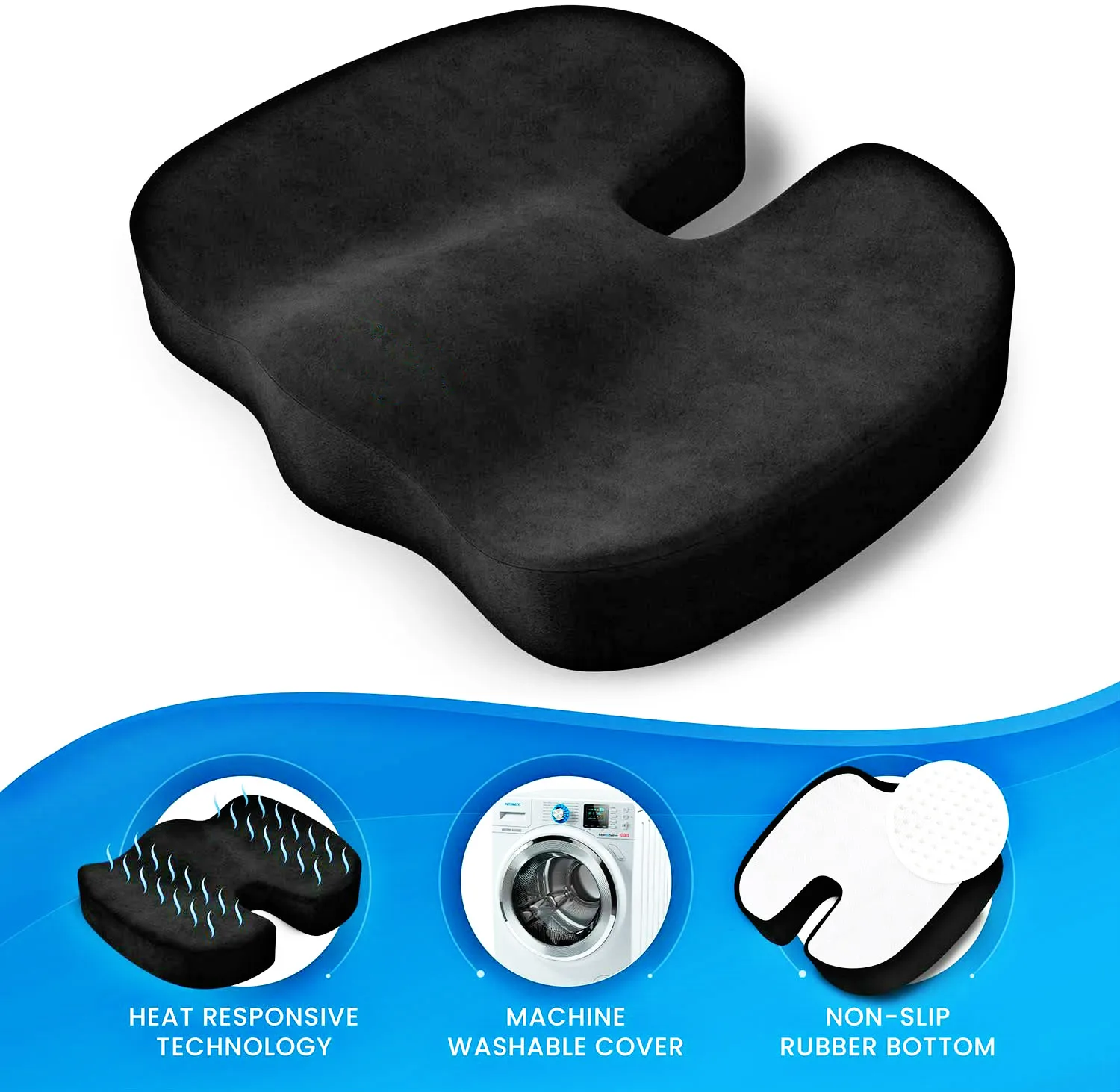 Factory wholesale Pain  Relief Office Chair Cushion Coccyx Orthopedic Memory Foam comfort Gel Seat Cushion