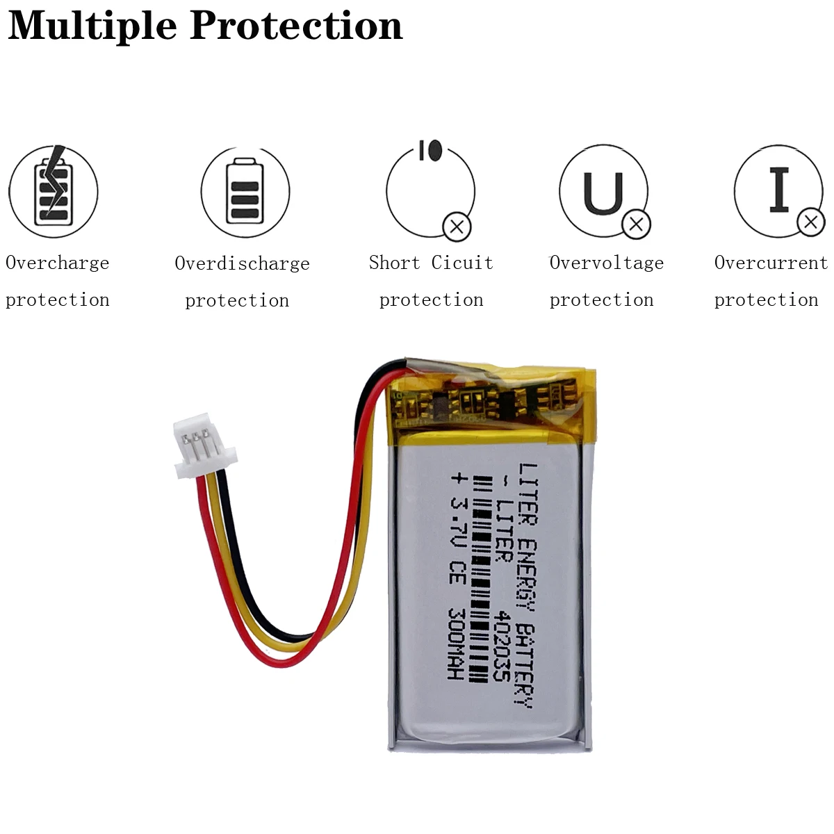 3.7V 300mAh 402035 Lithium Polymer LiPo battery for Handheld GPS Mp3 Xiaomi Yi smart dash camera DVR
