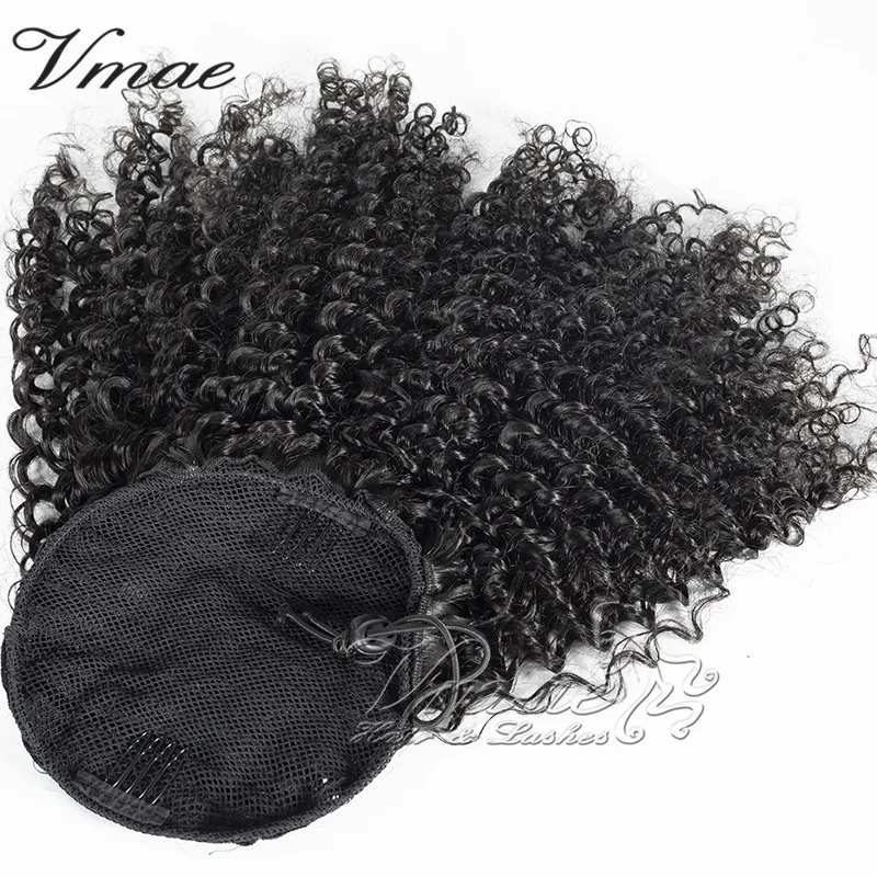 VMAE 100g Burmese 3A 3C 4B 4C Afro Kinky Curly Raw Virgin Hair Weaves One Donor Human Hair Drawstring Ponytail With Easy Combs