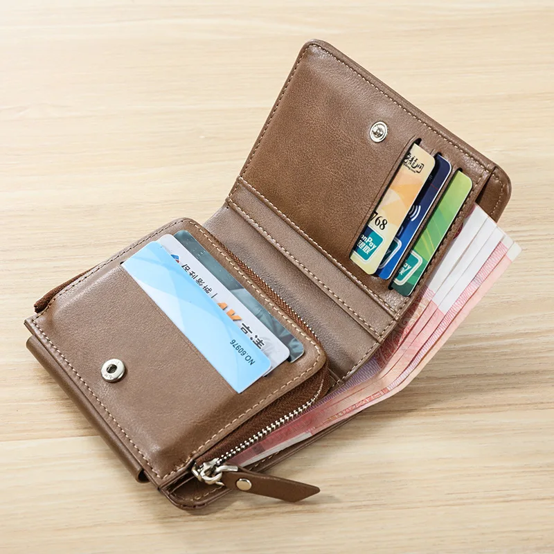 RU High Quality PU Leather Holder Man Passport Portable Classic Multifunctional Card Wallets for Men