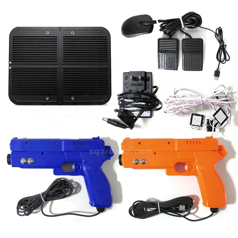 With Power Supply Host Two Guns Wire IO Card Simulator Machine shooting Game Case Spare Parts Arcade Gun WK Light Gun PC Kit