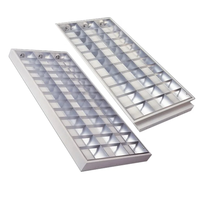 Indoor lighting T5 T8 grille lamp embedded 3x40w I type V type 1.2m louver light 2x4ft T8 fluorescent grille lighting fixture