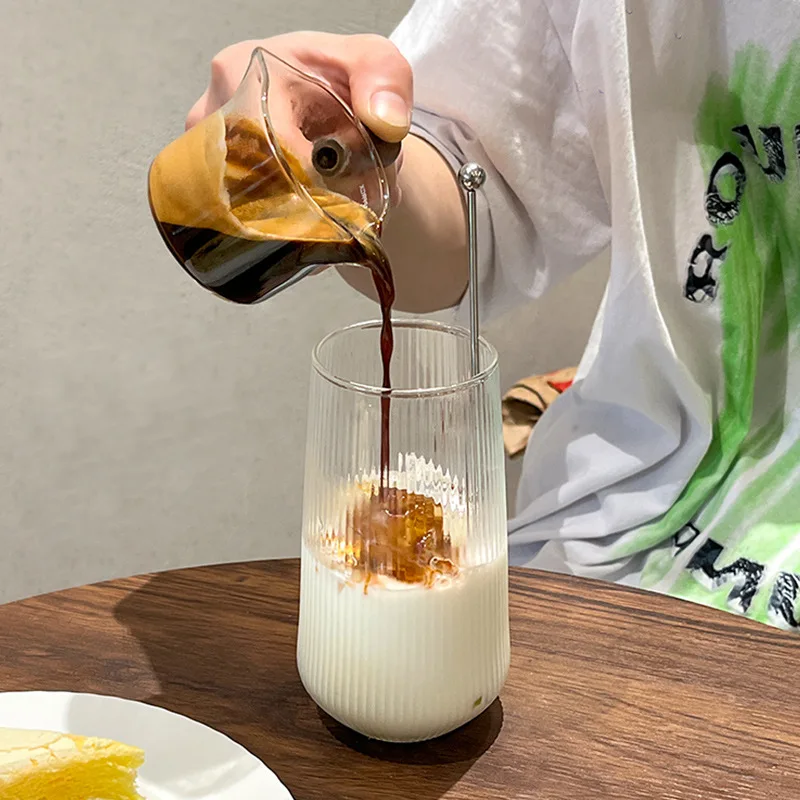 Горячая распродажа японская кофейная чашка полосатая высокая кружка из боросиликатного стекла Молочный Сок сок сода для напитков