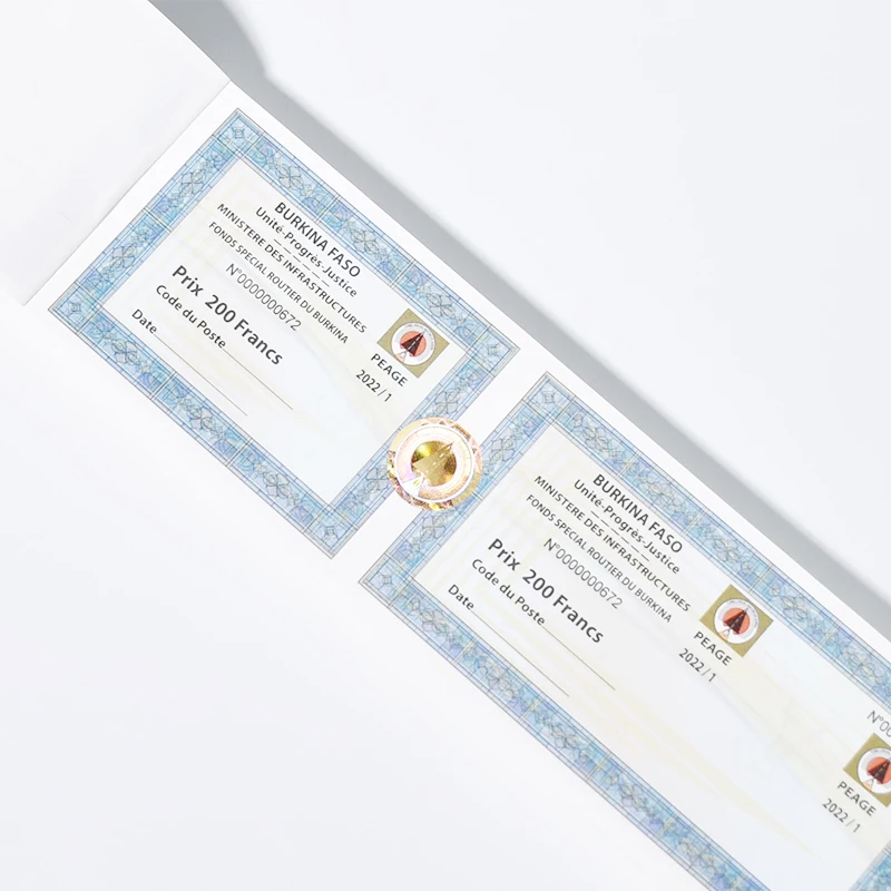 Hot Stamping Foil Hologram Strip label sticker security anti-counterfeit sticker for  Booklet Ticket Coupon Booklet