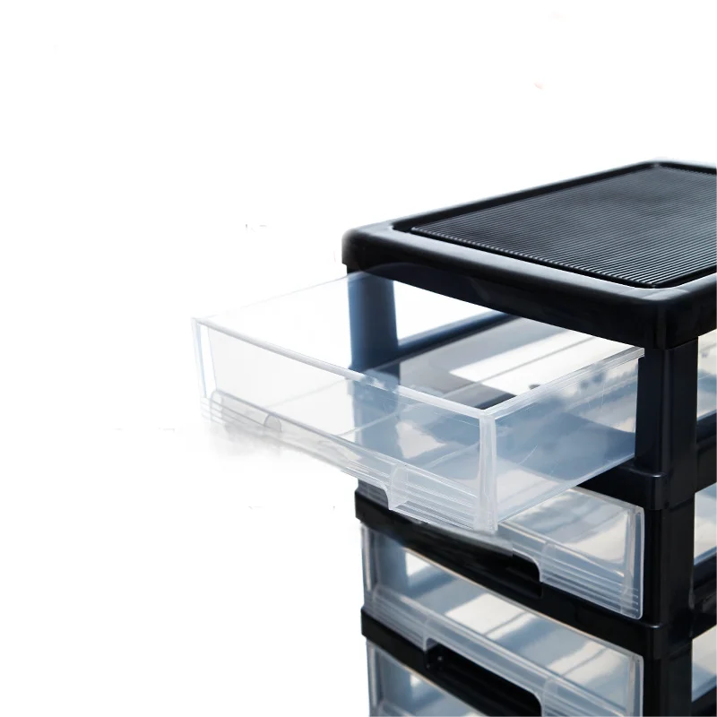 29720 8 Tier Modern Office Storage Boxes plastic household storage drawer cabinet Black Crafts Storage Drawer Carts with Pulley